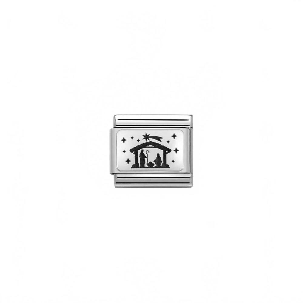 NEW NOMINATION unisex composable classic holiday links in silver nativity
